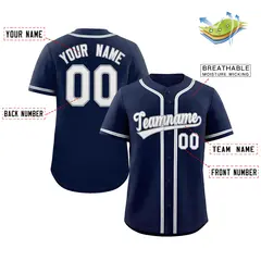 Navy White-Gray Classic Style Authentic Baseball Jersey 2