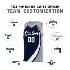 Navy White-Gray Color Block Basketball Jersey 3