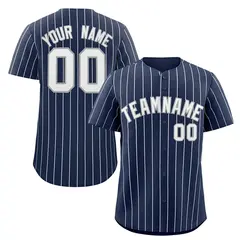 Navy White-Gray Stripe Authentic Fashion Baseball Jersey