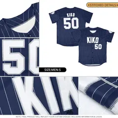 Navy White-Gray Stripe Authentic Fashion Baseball Jersey 2
