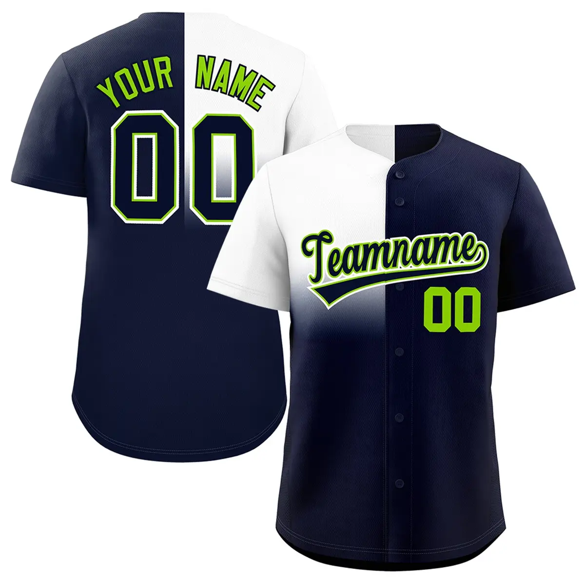Navy White Half Gradient Authentic Baseball Jersey