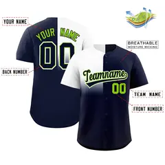 Navy White Half Gradient Authentic Baseball Jersey 2