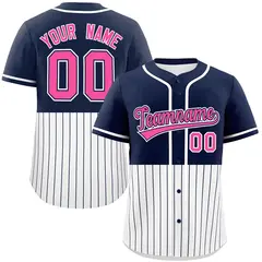 Navy White Half Stripe Authentic Baseball Jersey