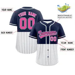Navy White Half Stripe Authentic Baseball Jersey 2