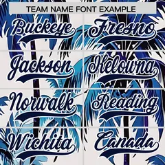 Navy White Hawaiian Graffiti Palm Tree Baseball Jersey 3