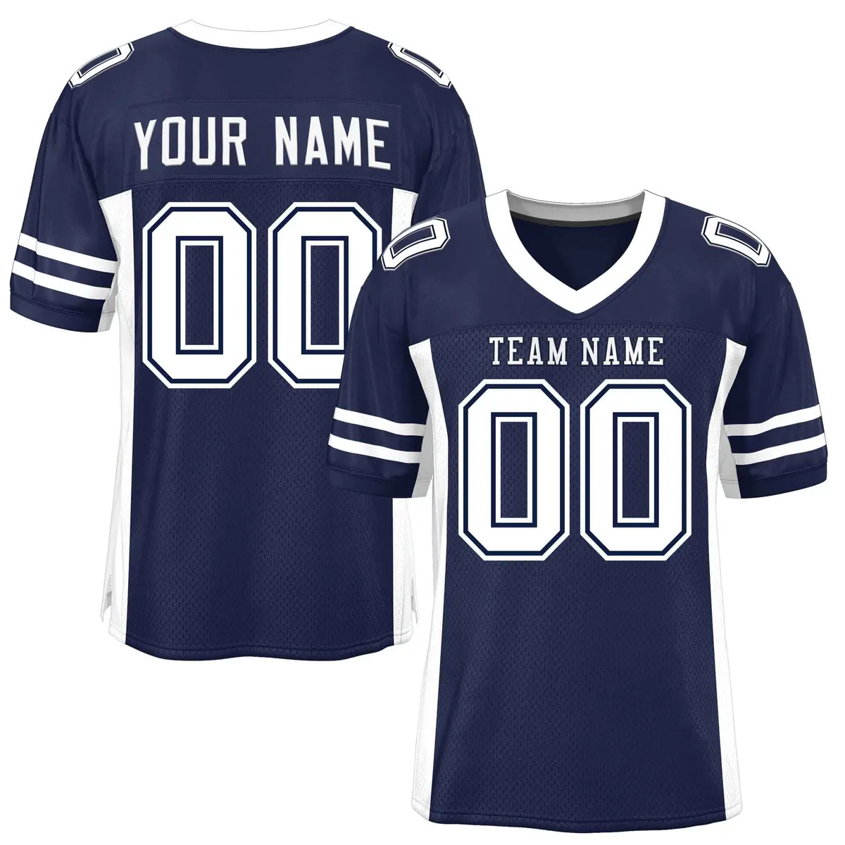 Navy White Insert Color Mesh Authentic Football Jersey