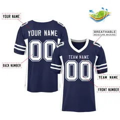 Navy White Insert Color Mesh Authentic Football Jersey 2