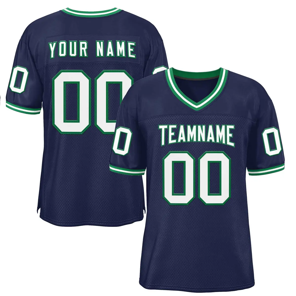 Navy White-Kelly Green Classic Style Football Jersey