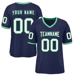 Navy White-Kelly Green Classic Style Football Jersey