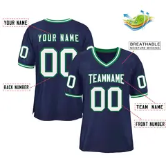 Navy White-Kelly Green Classic Style Football Jersey 2
