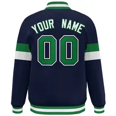 Navy White-Kelly Green Color Block Varsity Baseball Jacket 4