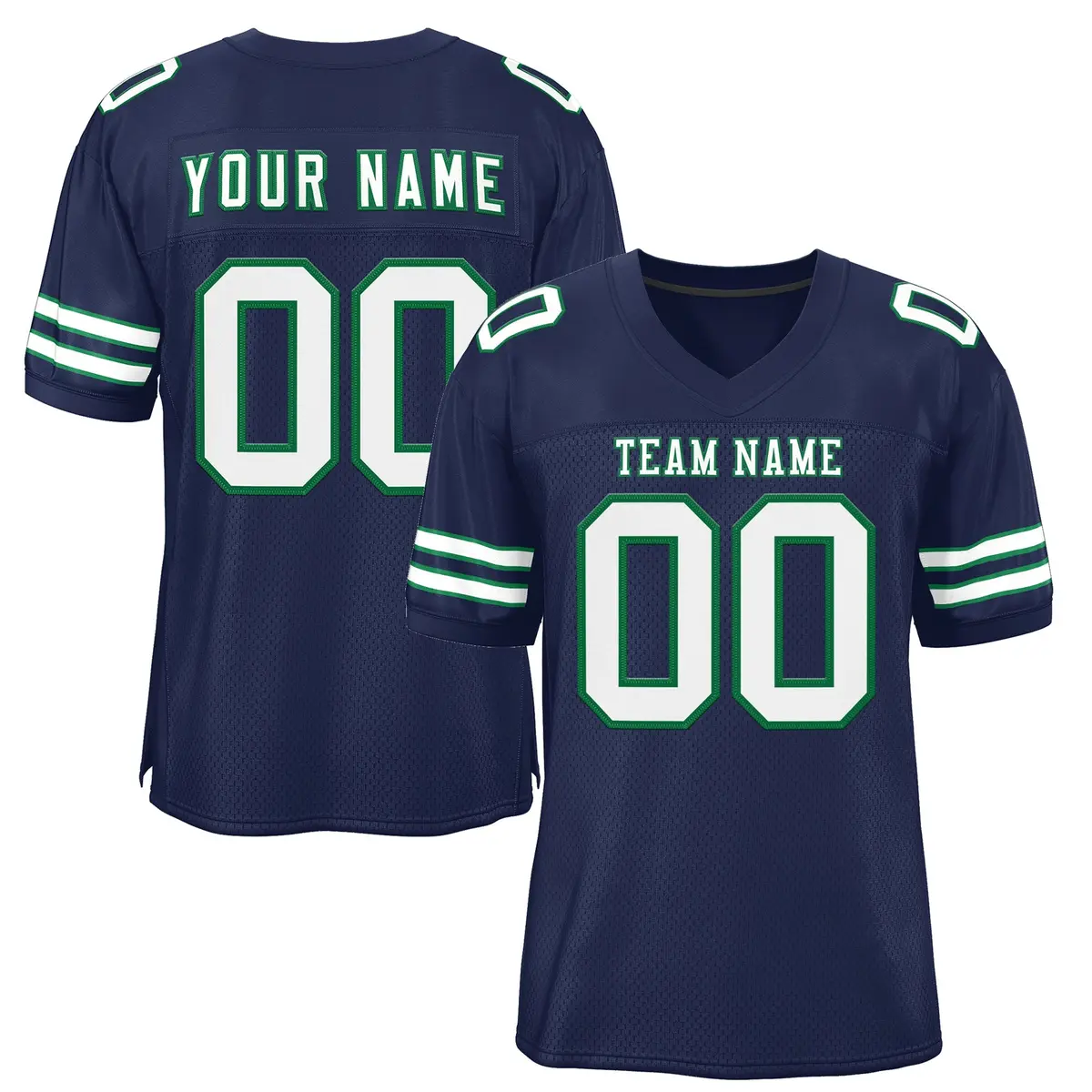Navy White Kelly Green Mesh Football Jersey