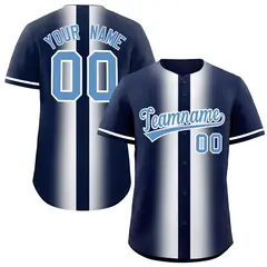 Navy White Lapel Gradient Fashion Baseball Jersey