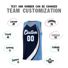 Navy White-Light Blue Color Block Basketball Jersey 3
