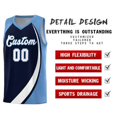 Navy White-Light Blue Color Block Basketball Jersey 4