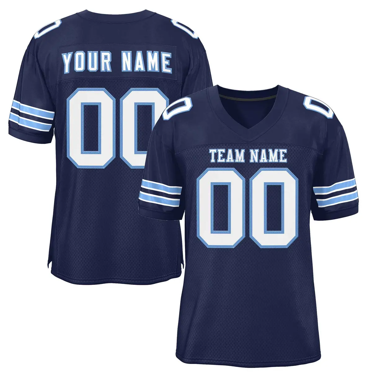 Navy White-Light Blue Football Jersey