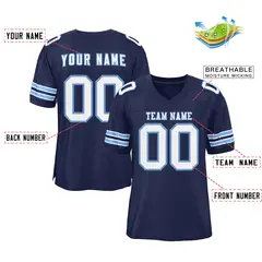 Navy White-Light Blue Football Jersey 2