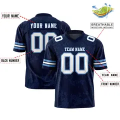 Navy White-Light Blue Graffiti Line Football Jersey 2