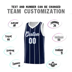 Navy White Light Blue Vertical Stripes Basketball Jersey Set 4