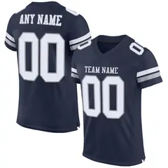 Navy White-Light Gray Classic Style Mesh Football Jersey 1