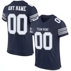 Navy White-Light Gray Classic Style Mesh Football Jersey 1