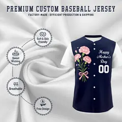 Navy White Mother's Day Classic Baseball Jersey 3