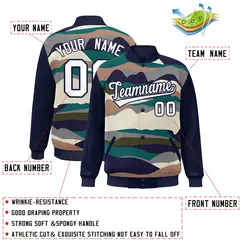 Navy White Multi Clouds Graffiti Varsity Full-Snap Jacket 2