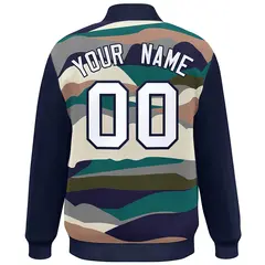Navy White Multi Clouds Graffiti Varsity Full-Snap Jacket 4