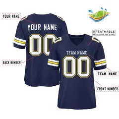 Navy White-Navy Classic Style Authentic Football Jersey 2