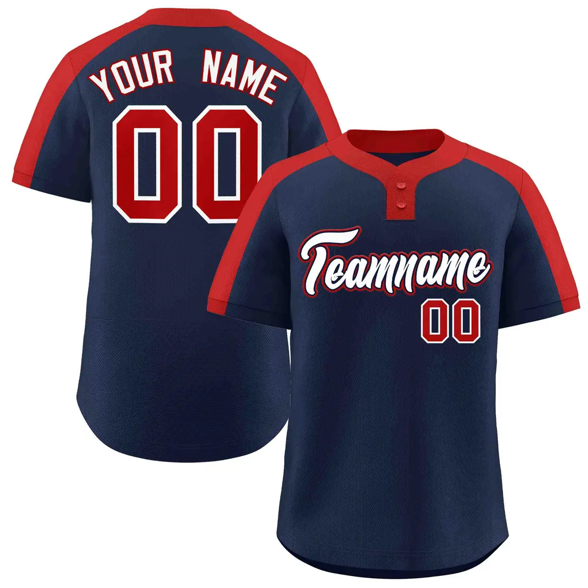 Navy White-Navy Classic Style Two-Button Softball Jersey