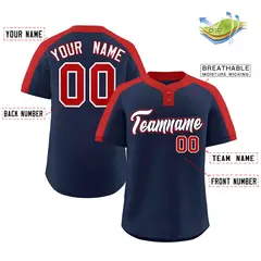 Navy White-Navy Classic Style Two-Button Softball Jersey 2