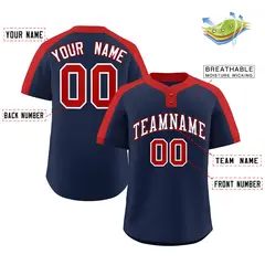 Navy White-Navy Classic Style Two-Button Softball Jersey 2