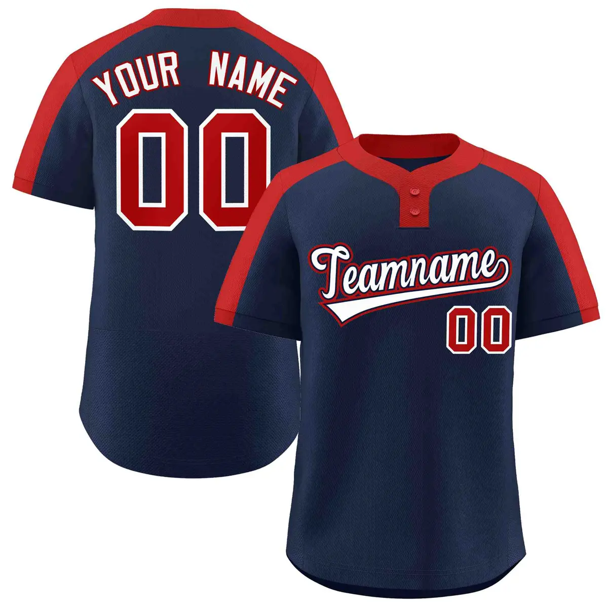 Navy White-Navy Classic Style Two-Button Softball Jersey