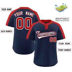 Navy White-Navy Classic Style Two-Button Softball Jersey 2