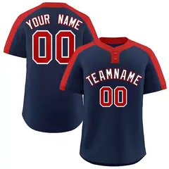Navy White-Navy Classic Style Two-Button Softball Jersey