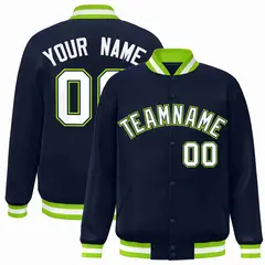 Navy White-Navy Classic Varsity Full-Snap Letterman Jacket