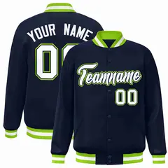 Navy White-Navy Classic Varsity Full-Snap Letterman Jacket