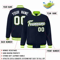 Navy White-Navy Classic Varsity Full-Snap Letterman Jacket 2