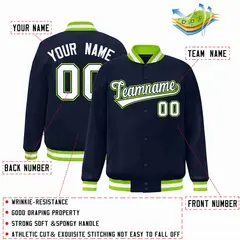 Navy White-Navy Classic Varsity Full-Snap Letterman Jacket 2