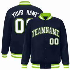 Navy White-Navy Classic Varsity Full-Snap Letterman Jacket