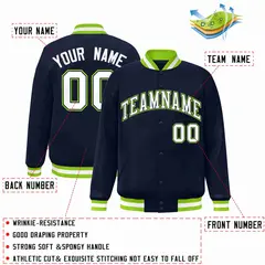 Navy White-Navy Classic Varsity Full-Snap Letterman Jacket 2