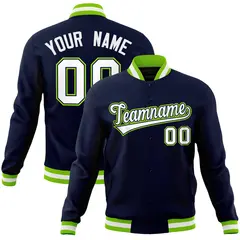 Navy White-Navy Classic Varsity Full-Snap Letterman Jacket
