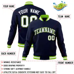 Navy White-Navy Classic Varsity Full-Snap Letterman Jacket 4