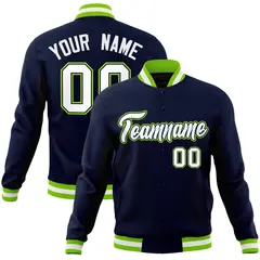 Navy White-Navy Classic Varsity Full-Snap Letterman Jacket