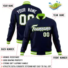 Navy White-Navy Classic Varsity Full-Snap Letterman Jacket 4