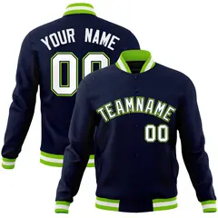 Navy White-Navy Classic Varsity Full-Snap Letterman Jacket
