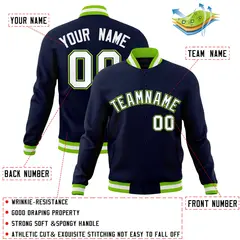 Navy White-Navy Classic Varsity Full-Snap Letterman Jacket 4