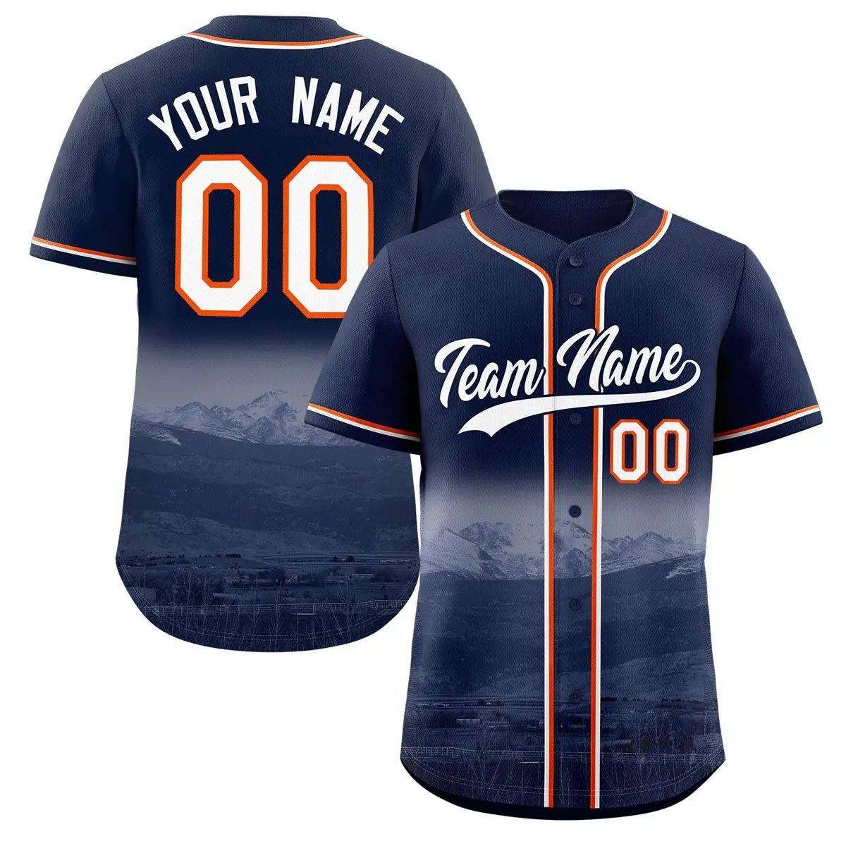 Navy White-Navy Denver City Skyline Baseball Jersey
