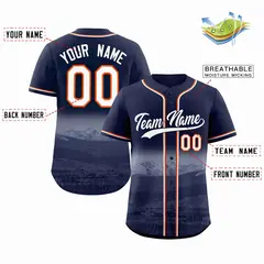 Navy White-Navy Denver City Skyline Baseball Jersey 2