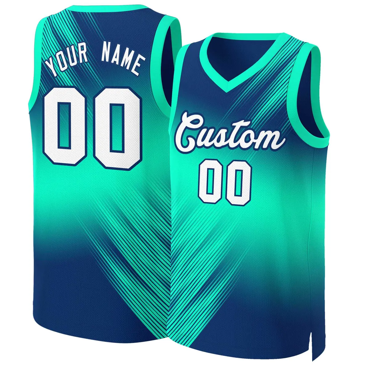 Navy White-Navy Gradient Slash Basketball Jersey